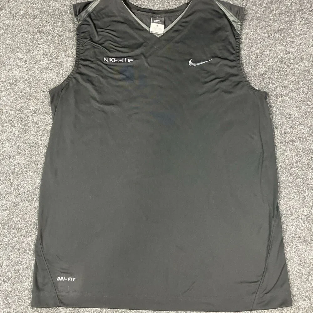 Vintage Nike Elite Basketball Practice Jersey Men’s L Black Dri Fit 2000s